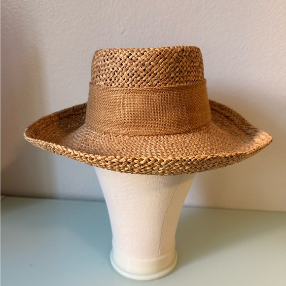 Woven Straw Bow Sun Hat in Natural Tan by IMPORTINA - Picture 3 of 5